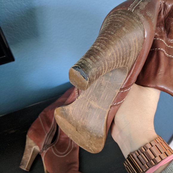 Women's brown leather boots size 8.5 Mark Fisher - Picture 7 of 7